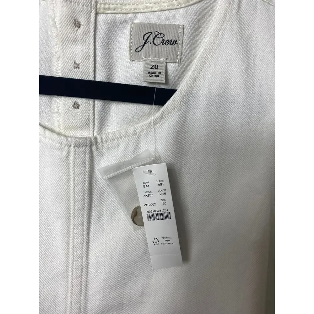 NWT J. CREW DRESS 20 WHITE DENIM COASTAL RESORT VACATION MINIMALIST CASUAL